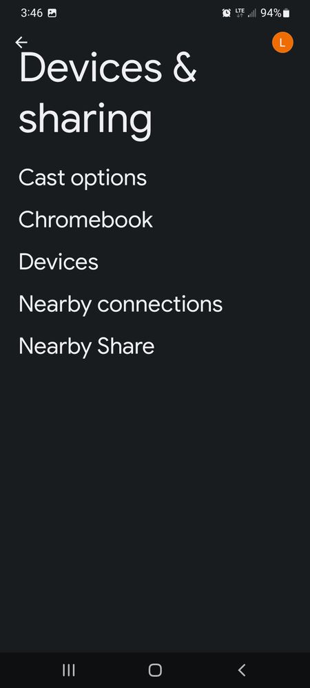 Settings / Google / Devices and Sharing