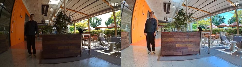 Nest Cam (battery) comparison--  previous software  on left and latest update on right.