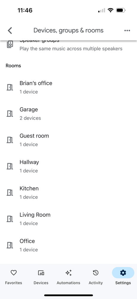 Home app devices